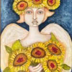 sunflower angel artwork tea towel jo cook artist noosa